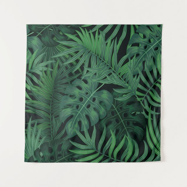 Tenture Motif sans couture vert nuit tropicale (Devant)