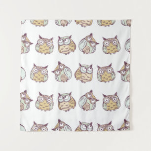 Tenture motif sans couture vintage avec de mignons hiboux
