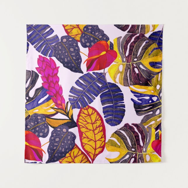 Tenture Motif sans faille créative avec feuilles tropicaux (Devant)