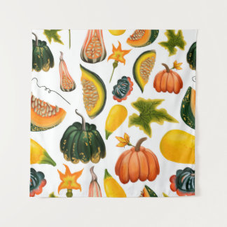 Tenture Motif sans faille de citrouilles et de feuilles su