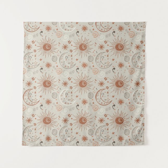 Tenture Motif Soleil et Lune Boho (Devant)