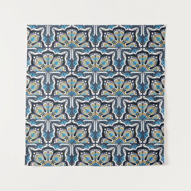 Tenture Motif Talavera. Un patchwork indien. Azulejos port (Devant)