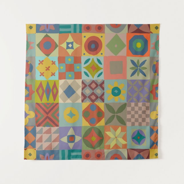 Tenture Motif Talavera. Un patchwork indien. Nom turc (Devant)