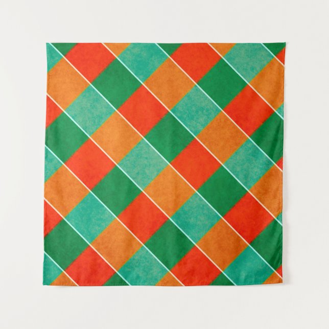 Tenture Motif tartan rouge et vert (Devant)