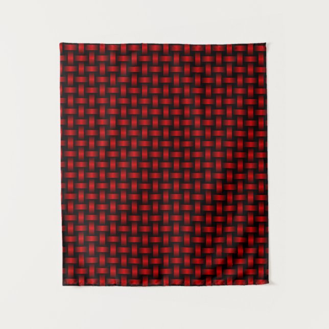 Tenture Motif Tissé Rouge Noir (Devant)