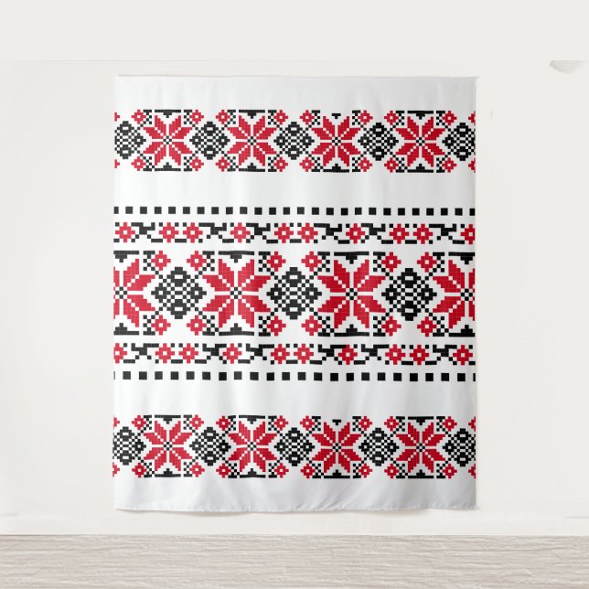 Tenture Motif traditionnel roumain "Les Etoiles" (Devant)