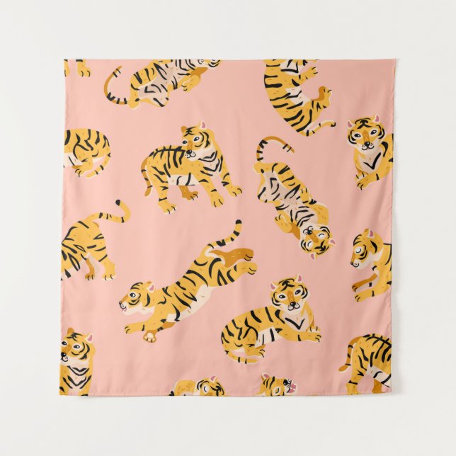 Tenture Motif transparent pour les tigres mignons (Devant)