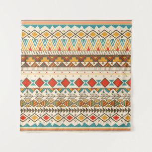 Tenture Motif tribal aztèque en bandes, illustration vinta