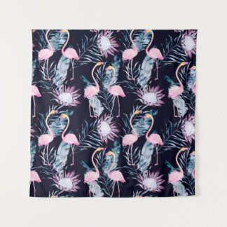 Tenture Motif tropical Abstrait avec flamant, protéa, l