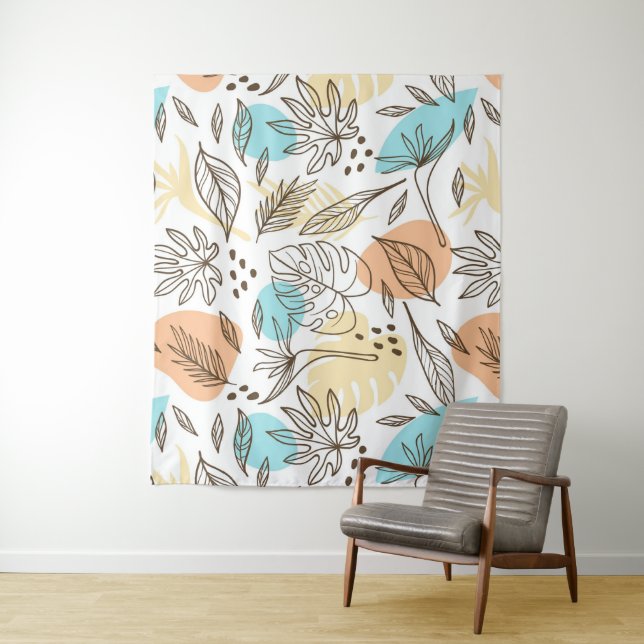 Tenture Motif tropical d'été dessiné à la main (En situation)