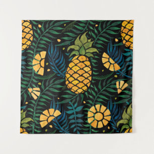 Tenture Motif tropical sans couture avec ananas et palmier