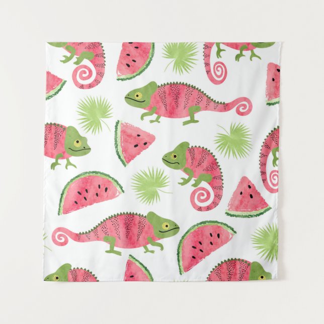 Tenture Motif tropical sans couture avec cha d'aquarelle m (Devant)