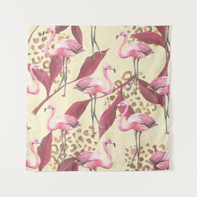 Tenture Motif tropical sans couture avec flamant rose, lea (Devant)