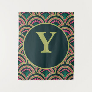Tenture motif vert en forme de coquillage