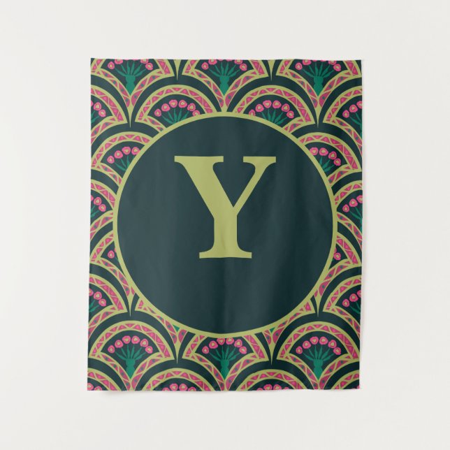 Tenture motif vert en forme de coquillage (Devant)