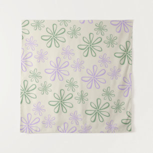 Tenture Motif vert Vintage rétro violet petite fleur