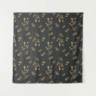Tenture motif vintage avec silhouettes baies et feuilles