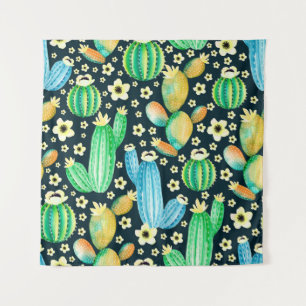Tenture Motif vintage avec succulents. Cactus aquarelle