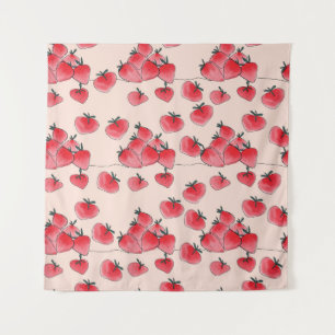 Tenture Motif vintage d'aquarelle de fraise libre