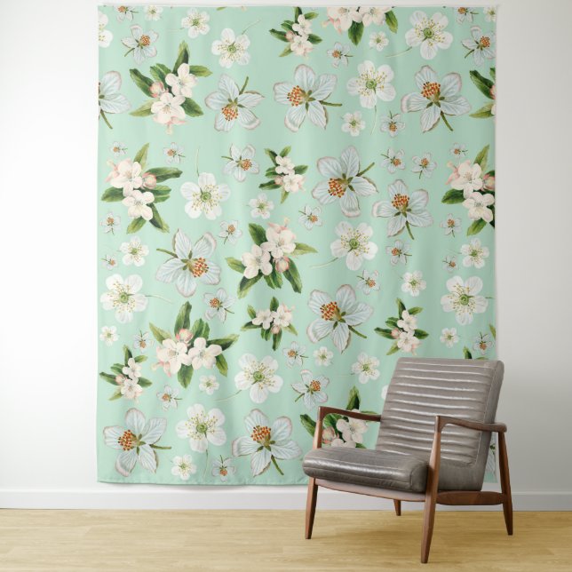 Tenture Motif vintage de fleurs de printemps (En situation)