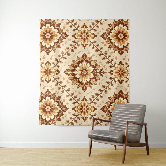 Tenture Motif vintage marron shabby (En situation)