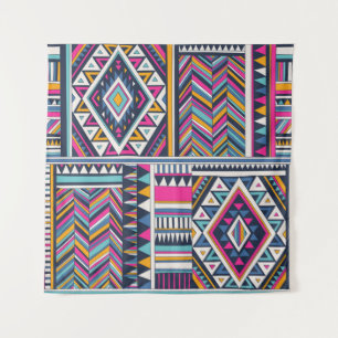 Tenture motif vintage tribal de couleur rétro sans couture