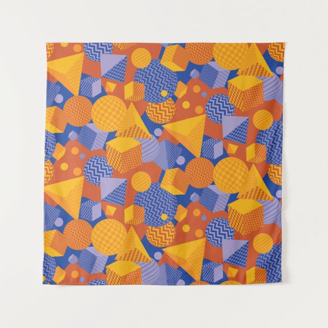 Tenture Motif violet orange géométrique amusant (Devant)
