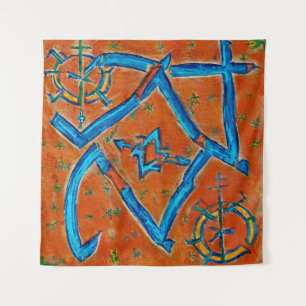 Tenture Motifs berbères amazigh, signes et symboles abstra