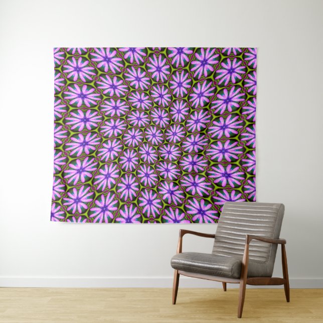 Tenture Motifs marguerite violet (En situation (horizontale))