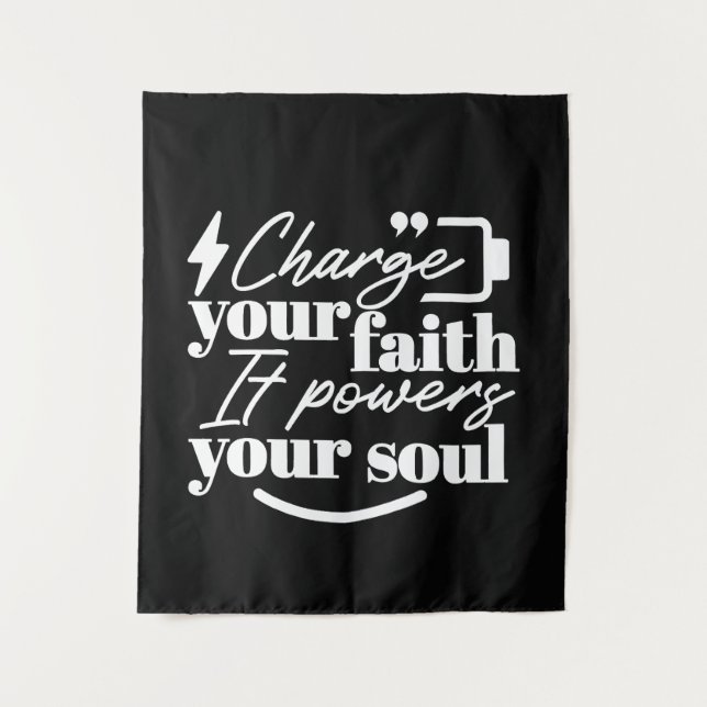 Tenture Motivational Christian Quote – Charge Your Faith (Devant)