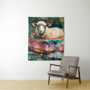 Tenture Moutons sur un arc-en-ciel Couleur Doughnut flotta