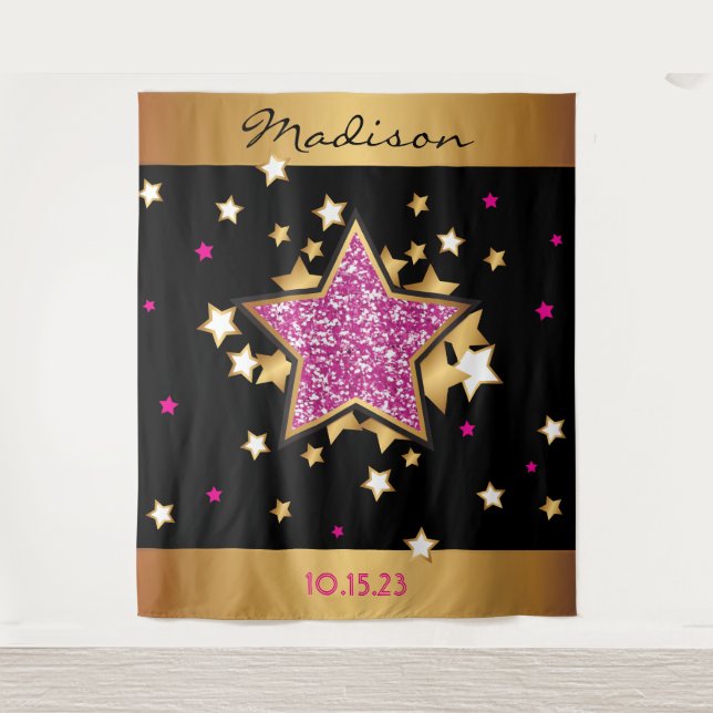 Tenture MOVIE STAR HOLLYWOOD BROADWAY Photo-Op Backdrop (Devant)