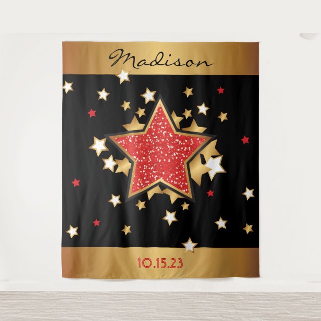 Tenture MOVIE STAR HOLLYWOOD BROADWAY Photo-Op Backdrop (Devant)