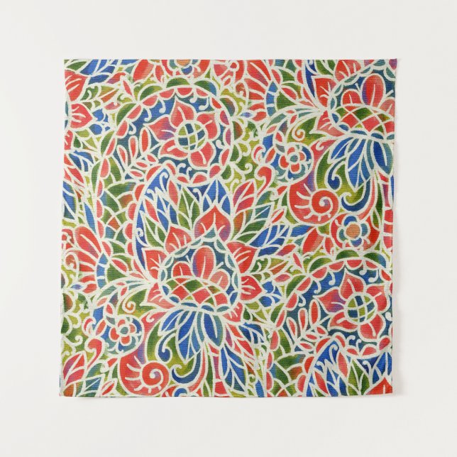 Tenture Multicolore Paisley Imprimer Motif Batik (Devant)