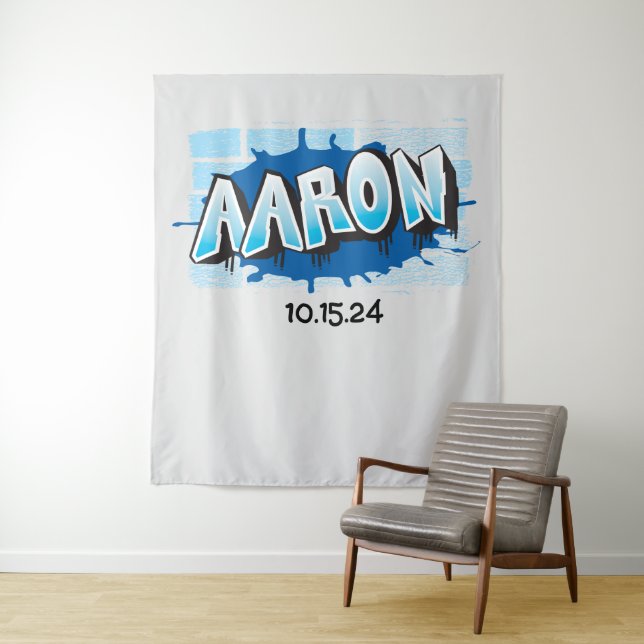 Tenture Mur de graffiti Dylan Votre nom (En situation)