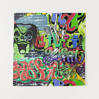 Tenture Mur de graffitis : Hip hop urbain