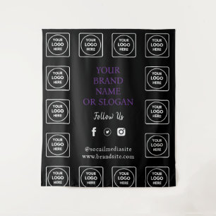 Tenture Mur de médias sociaux avec logo violet noir pour l