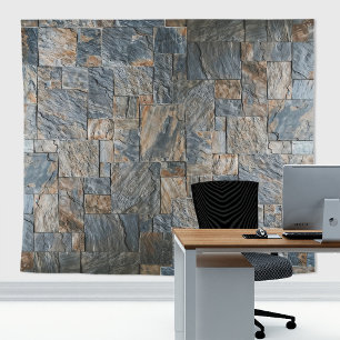 Tenture Mur de pierre rustique Ardoises Artesia Gris avec