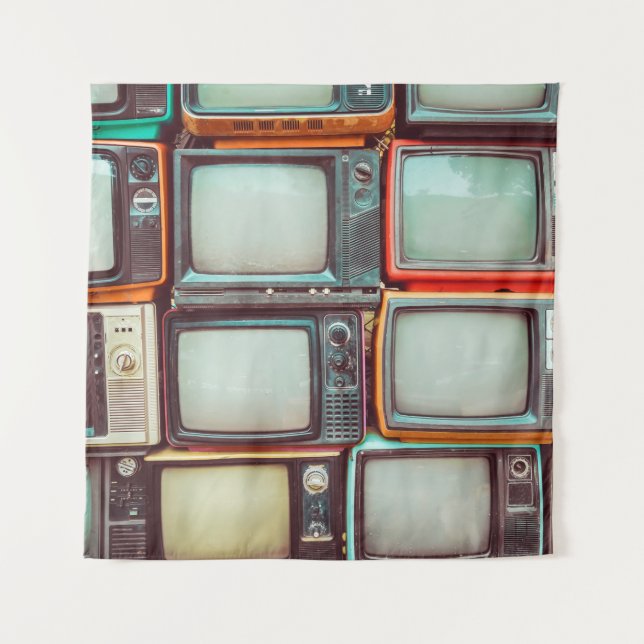 Tenture Mur de pile téléviseur rétro coloré (Devant)