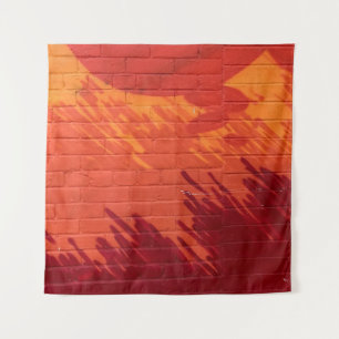 Tenture Mur en brique rouge et orange