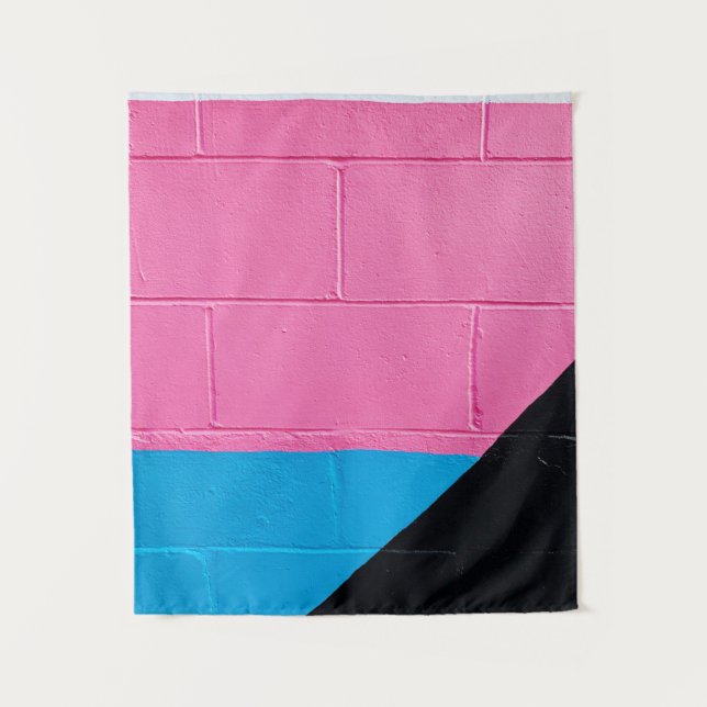 Tenture Mur peint rose et bleu (Devant)