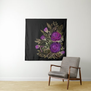 Tenture Murale Aquarelle violet roses