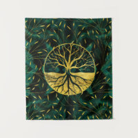 Arbre de la vie d'or Yggdrasil sur la malachite