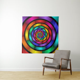 Tenture Murale Arrondi et psychédélique coloré Art moderne fracta
