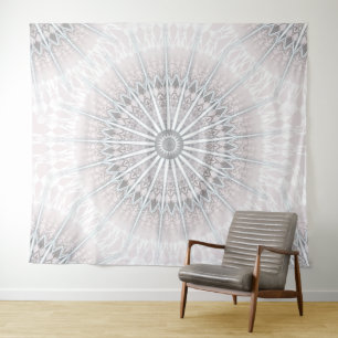 Tenture Murale Blush Gris Neutre Bohème Mandala