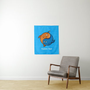 Tenture Murale Caricature de poisson Yin Yang