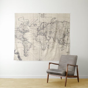 Tenture Murale Carte vintage du monde (1750)