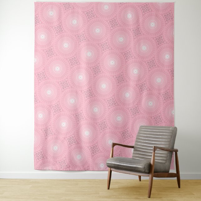 Tenture Murale Cercles roses motif (En situation)