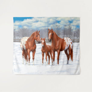 Tenture Murale Chestnut Appaloosa Sorrel Quarter Chevaux en Neige