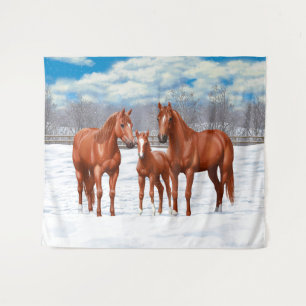 Tenture Murale Chestnut Sorrel Quarter Chevaux En Neige